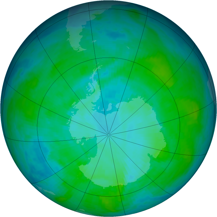 Antarctic ozone map for 03 January 1986